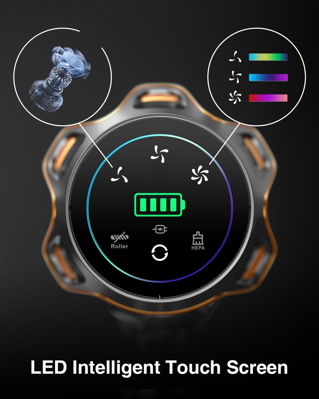 Cordless Vacuum Cleaner, 600W/50KPa/70Mins Vacuum Cleaners for Home, Self-Standing Stick Vacuum with Anti-Tangle Brush & OLED Touch Screen, Vacuum Cleaner for Hardwood Floors and Carpet,Pet Hair,Car