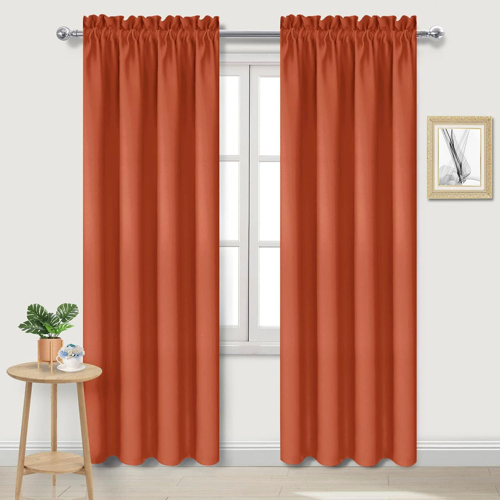 DWCN Blackout Curtains Thermal Insulated, Energy Saving & Noise Reducing Bedroom and Living Room Curtains, Burnt Ochre, W 42x L 84 Inch, Set of 2 Rod Pocket Curtain Panels