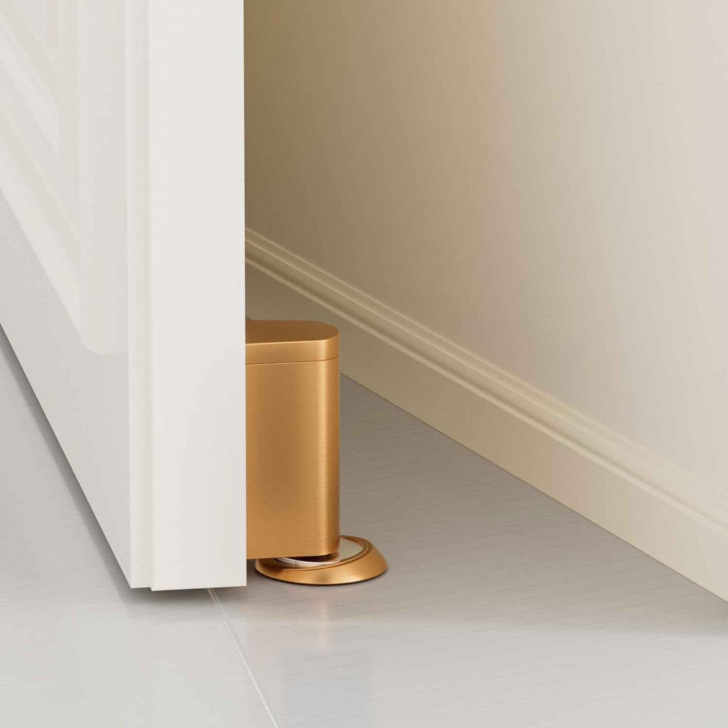 Windproof Magnetic Door Stoppers, 0-0.78" Stroke Mechanical Doorstop, No-Hole Flooring Door Suction with 3M Strong Adhesive and Screws, Gold, 1 Pack