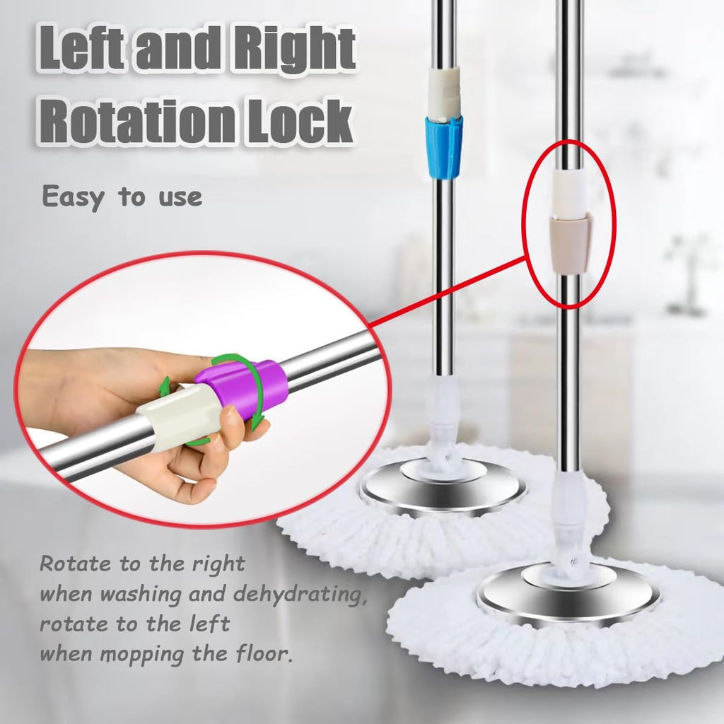 Extended Spin Mop Replacement Mop Handle, Upgraded 60-inch 360 Degrees Rotating Telescopic Replacement Mop Stick for Spin Mop Bucket Cleaning System (Stainless Steel Disc, Blue)