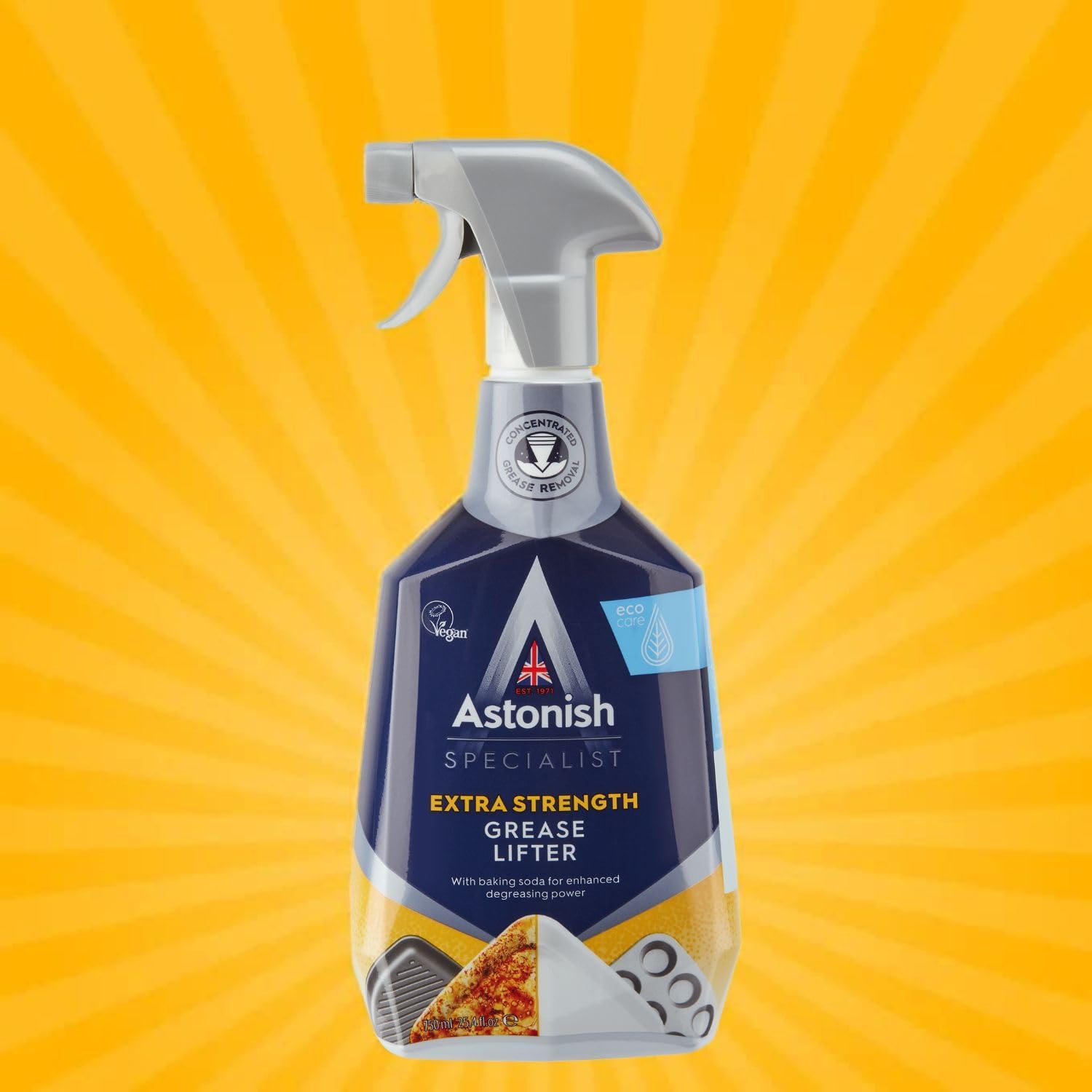 Astonish Specialist Extra Strength Grease Lifter With Baking Soda - No Scrub De-Greaser Formula For Kitchen Surfaces, Trays & Pans - Vegan Cruelty Free Household Cleaning Supplies, 750ml Bottle, 2PK