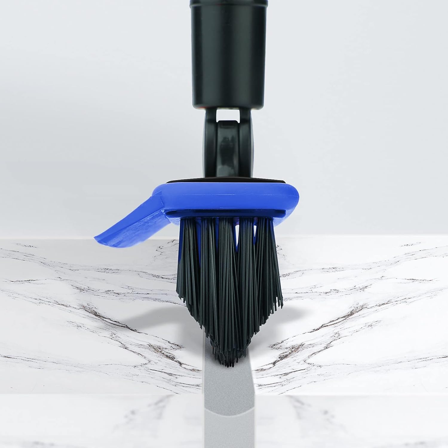 2 in 1 Floor Scrub Brush Grout Brush with 57.8" Long Handle,120°Rotatable Shower Tile Grout Scrubber,V-Shaped Corner Brush for Hard to Reach Areas (Blue)