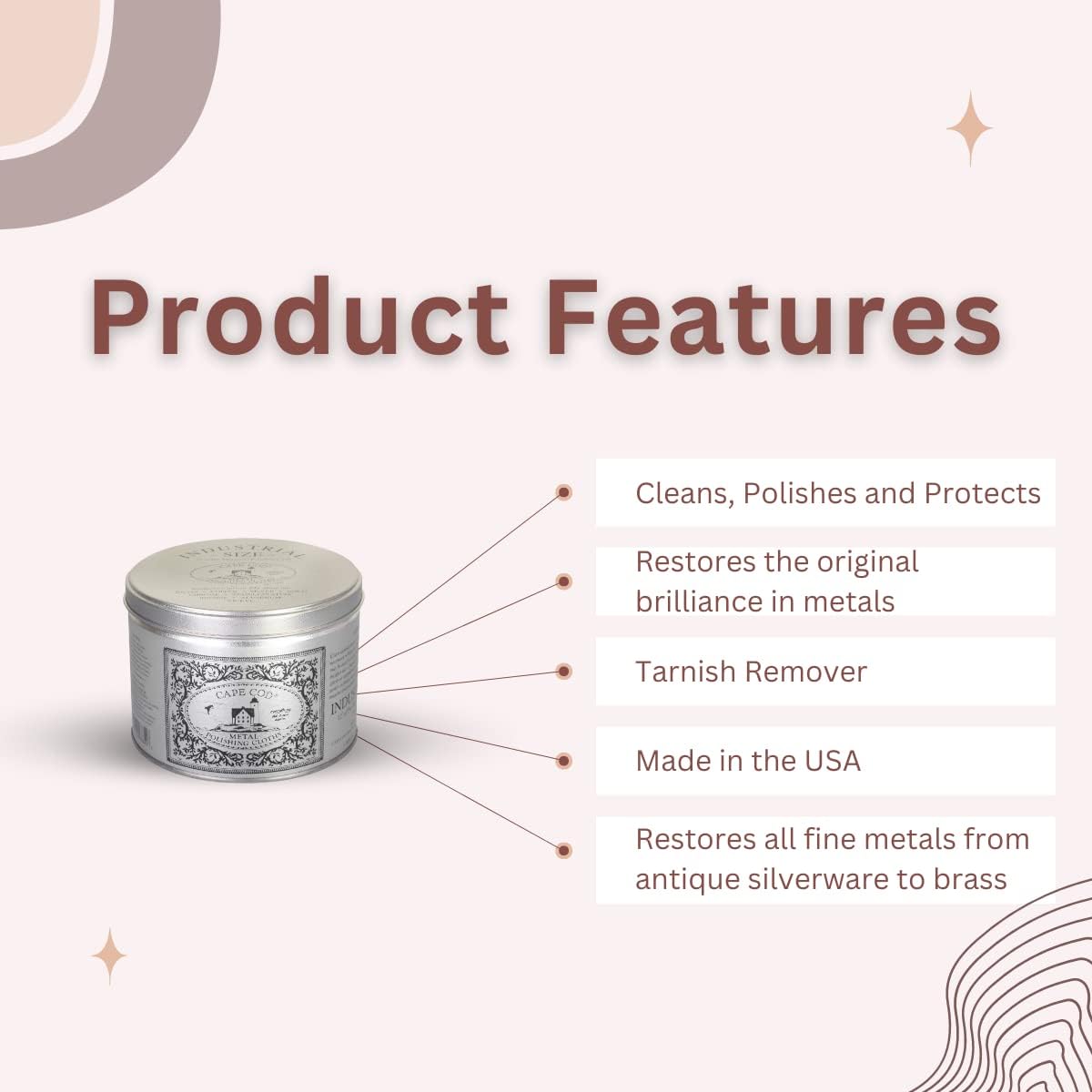 Cape Cod Metal Polishing Cloths Industrial Size Tin 9 Ounces