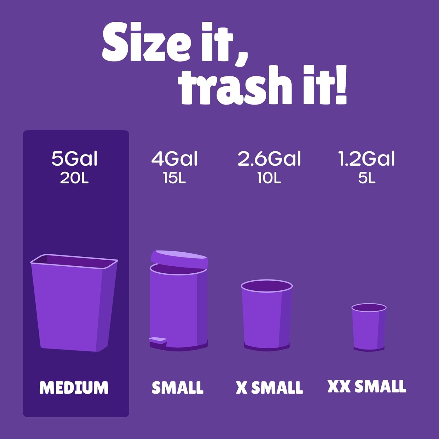 FORID Small Garbage Bags - 5 Gallon, Trash Can Liner for Home, Office, Bathroom, Bedroom, Waste Bin (5 Colors 150 Bags) - Durable & Thick Trash Bag Multi Colored