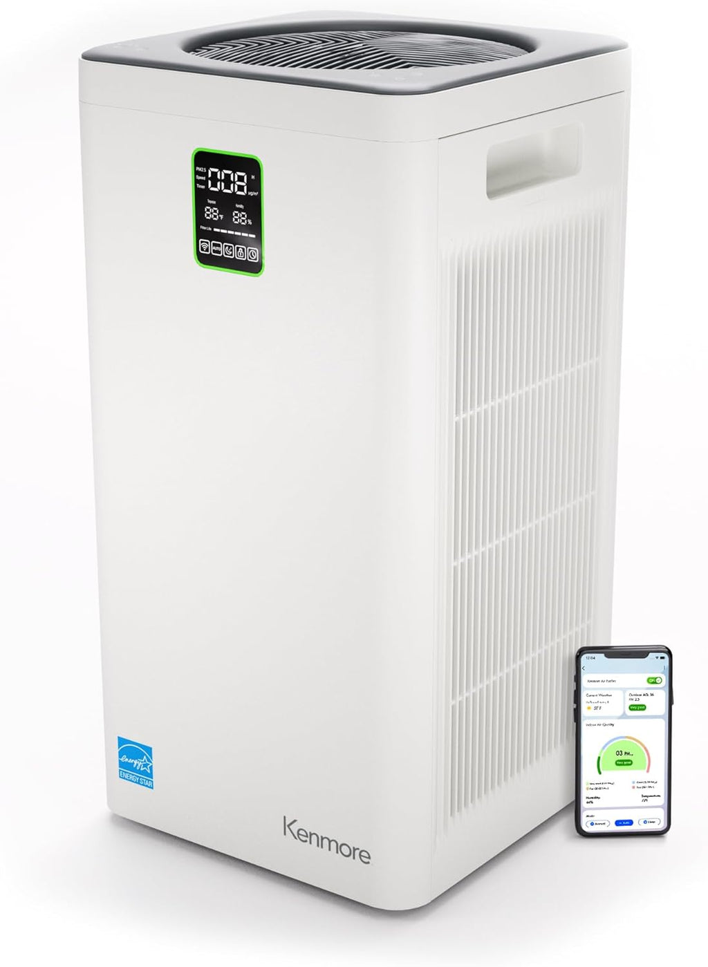 Kenmore PM4030 Air Purifier with H13 True HEPA Filter, Covers Up to 2300 Sq.Foot, 24db SilentClean 3-Stage HEPA Filtration System, 5 Speeds for Home Large Room, Kitchens & Bedroom