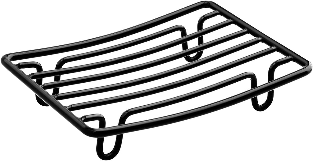 Bar Soap Dish Holder for Shower Bathroom Stainless Steel Rust Proof Self Draining, Black-1 Pack