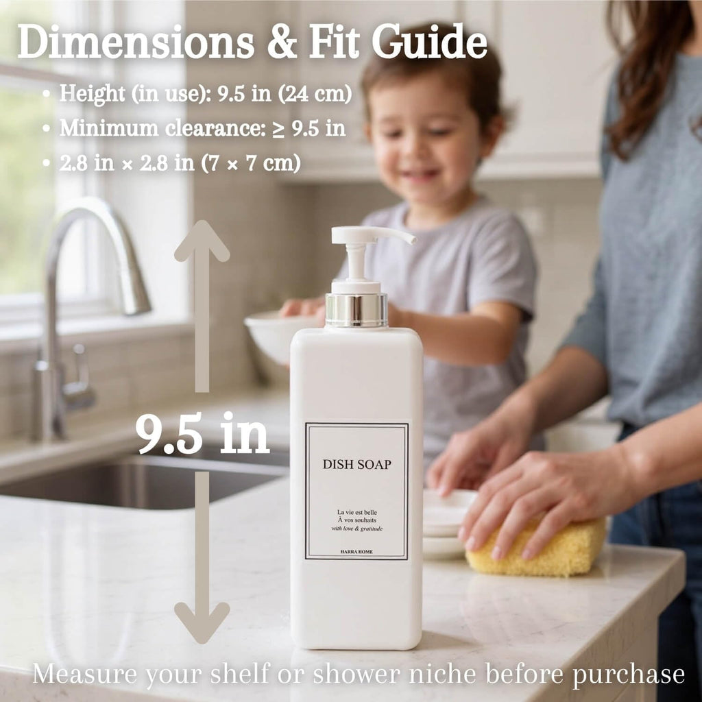 Modern Design Large 27 oz Shampoo and Conditioner Dispensers - Empty Plastic Refillable Pump Bottle Set for Bathroom Shower Soap Dispenser, Set of 3 (White & Silver)