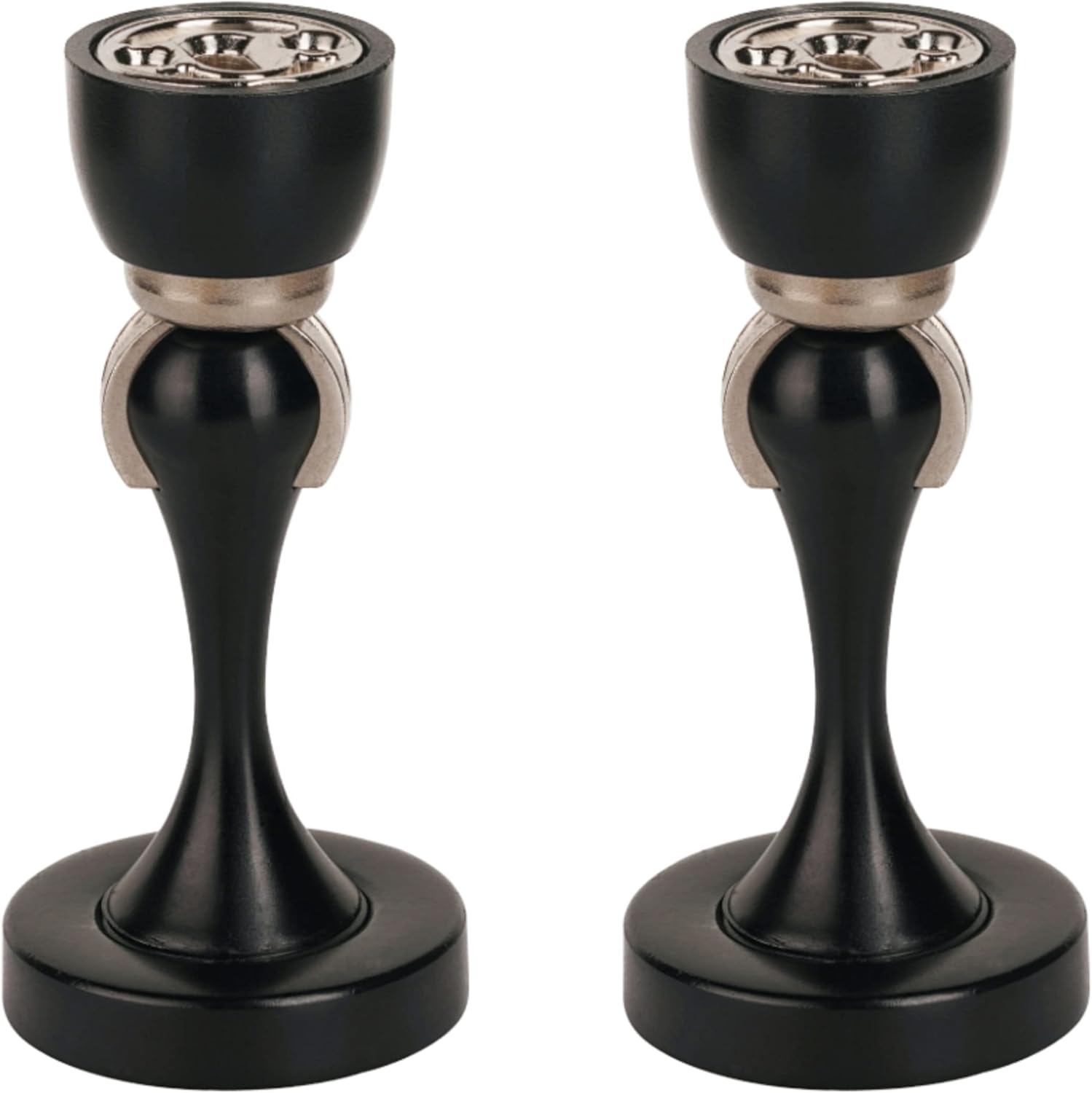 Magnetic Door Stop, Stainless Steel, Magnetic Door Catch, Door Holder, Door Stops, Wall Mounted, Floor Mounted, Door Banging Prevention (Large x 2pack, Black)