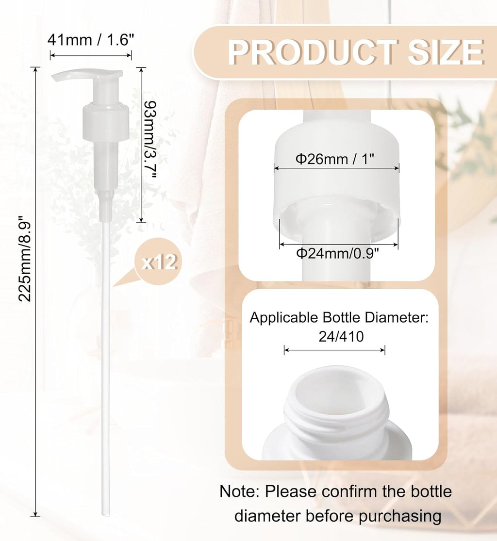 uxcell 12 Pcs Soap Dispenser Pump Heads Soap Dispensers Top Pumps Replacement Switch Pumphead for Standard 24/426 Neck Size Lotion Shampoo Bottle, White