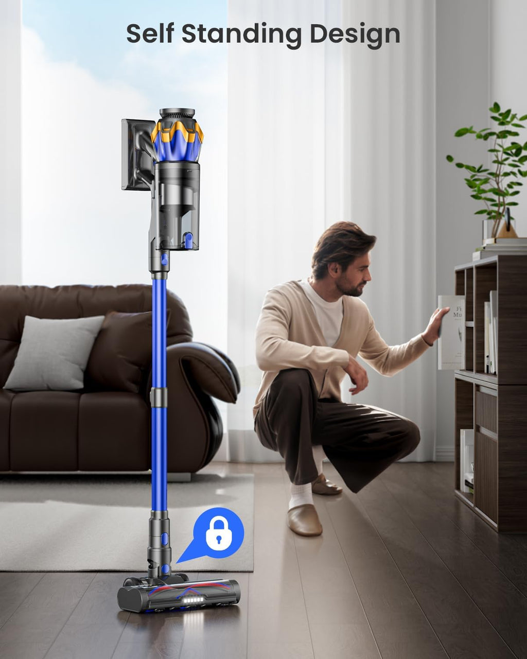 Cordless Vacuum Cleaner, Upgraded 600W 50KPA 70Mins Cordless Stick Vacuum Cleaner with Self-Standing and Touch Screen, Anti-tangle Wireless Vacumm, Vacuum Cleaners for Home/Pet Hair/Carpets/Floors