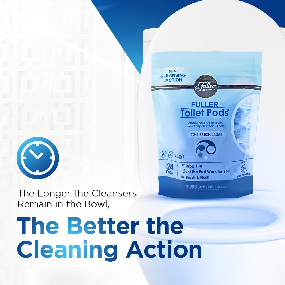 Fuller Brush Toilet Bowl Cleaner Pods - Water Soluble Tablet Cleansers, Cleans Descales & Refreshes Bathroom Toilets Removes Odors Soils & Stains Light Fresh Scent Ideal for Homes & Businesses 1-Pack