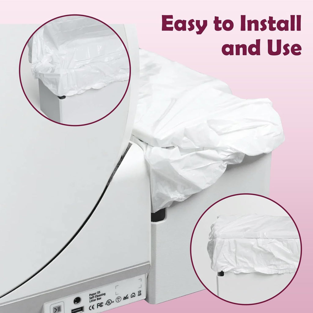 Trash Bags for Popur X5 Litter Box – Thickened, Leakproof Design, 7-Day Odor Control Perfect Fit for Popur X5 Self-Cleaning Cat Litter Boxes -100PCS