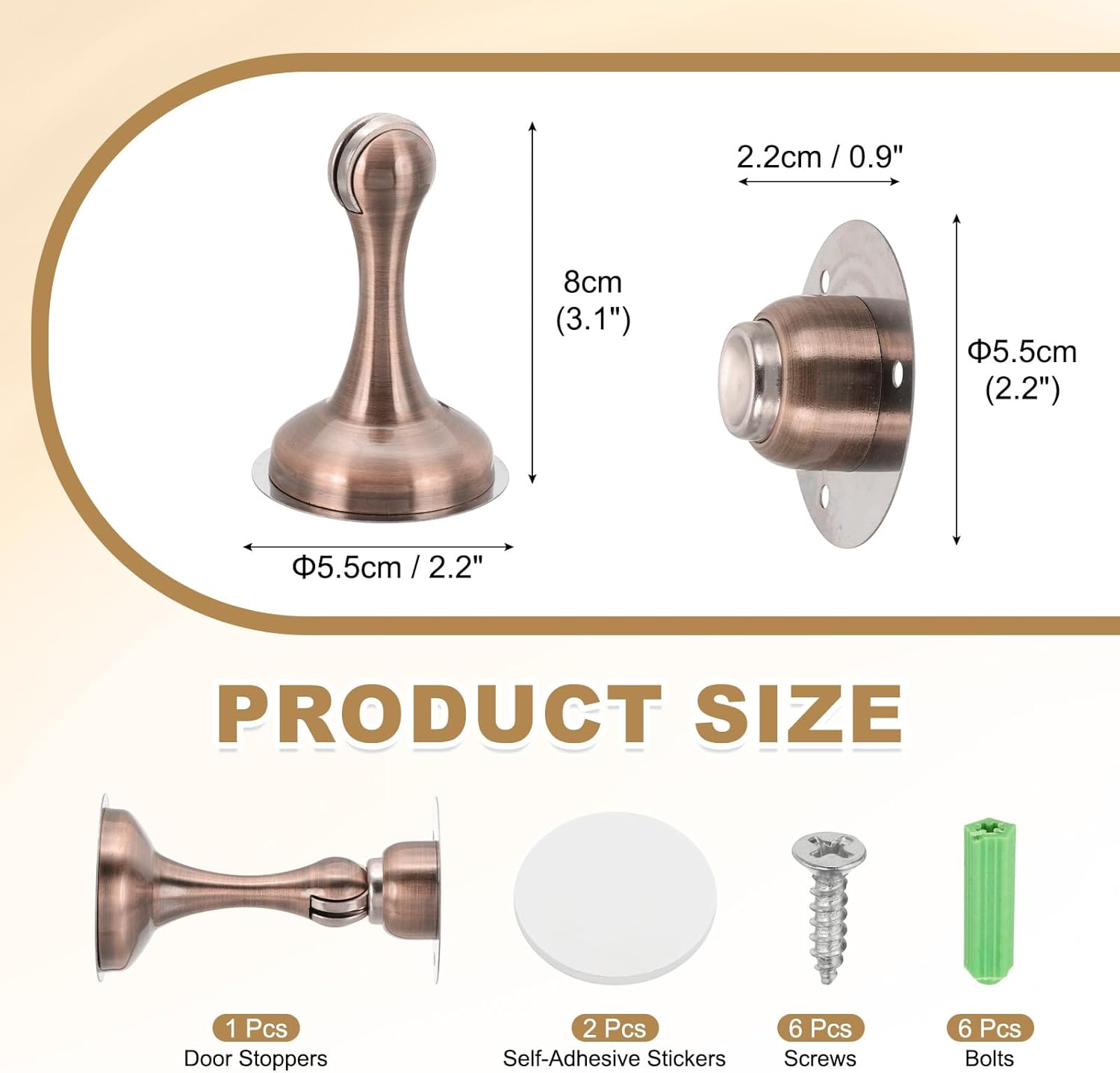 MECCANIXITY Magnetic Door Stoppers Stainless Steel Door Stops, Wall Floor Mounted Doors Holder Keep Doors Open for Home Office Closet (Reddish Bronze)