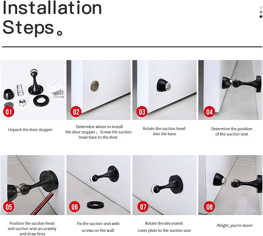 Door Stopper 4 Pack Magnetic Door Stops, Zinc Alloy Antique Brass Door Catch Door Holder Wall Floor Mounted, Metal Soft-Catch