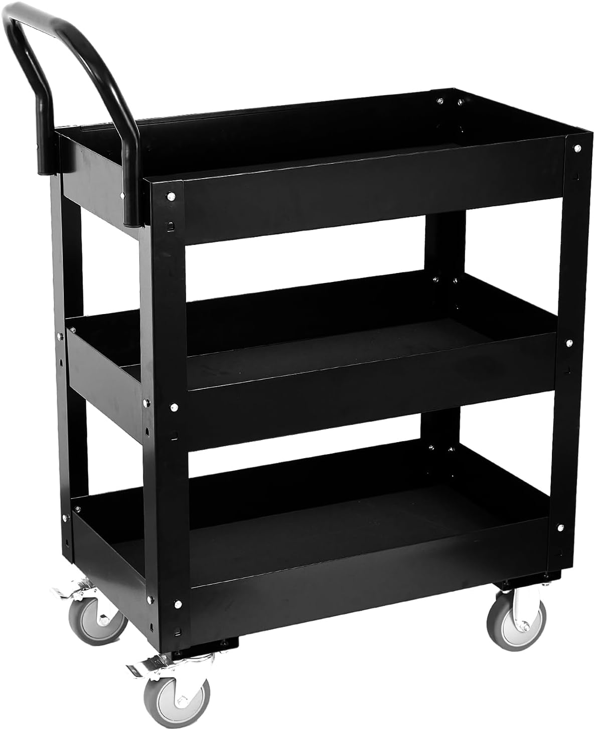 3 Tray 29.3 inch Tool Cart, self Assembly, 300 LBS Capacity Rolling Tool Carts on Wheels, Heavy Duty Utility Cart, Mechanic Tool Storage Cart for Garage, Warehouse and Repair Shop, Black