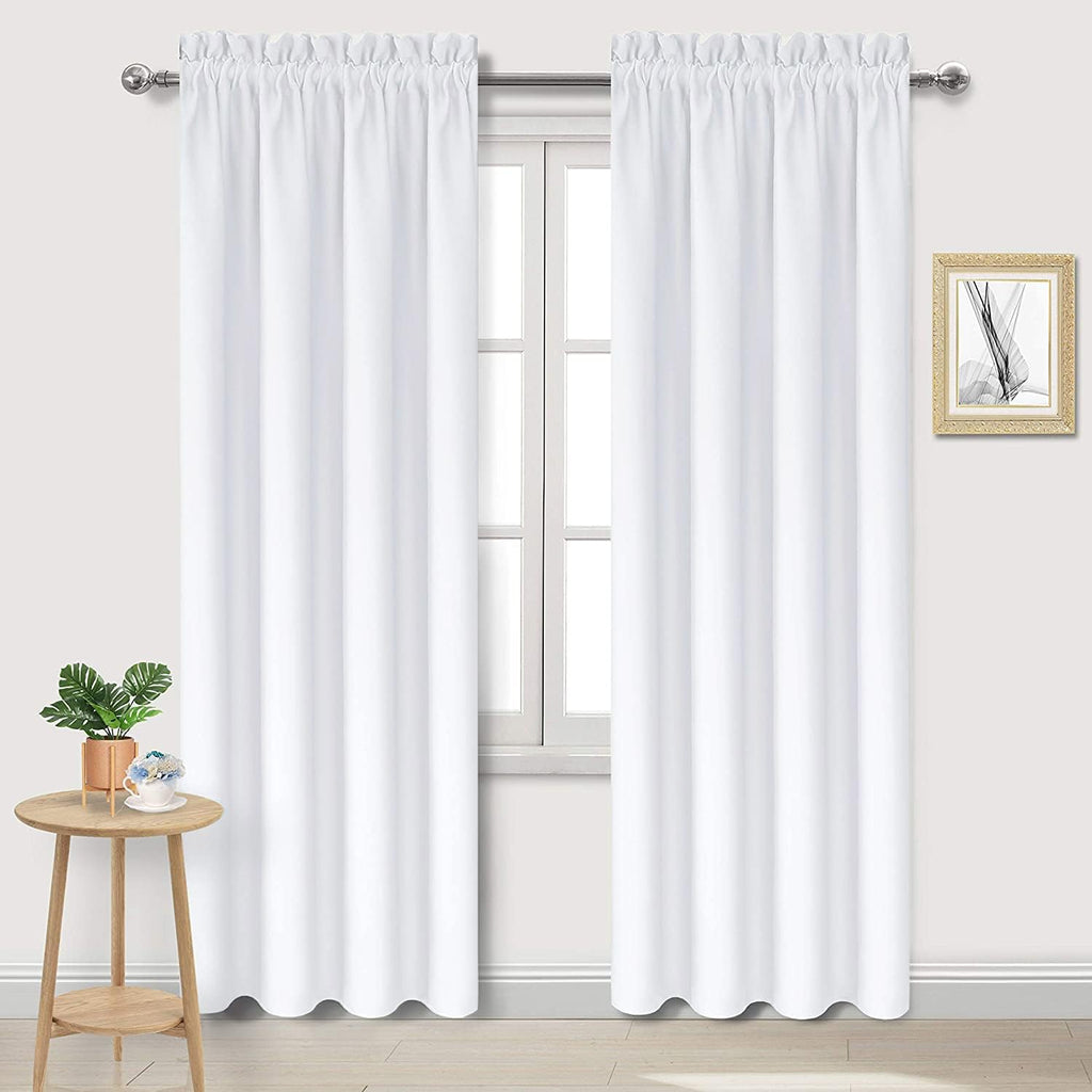 DWCN White Curtains for Living Room Thermal Insulated, 50% Light Blocking Curtains for Bedroom, Dining Room Window, W 42x L 84 Inch, Set of 2 Rod Pocket Curtain Panels