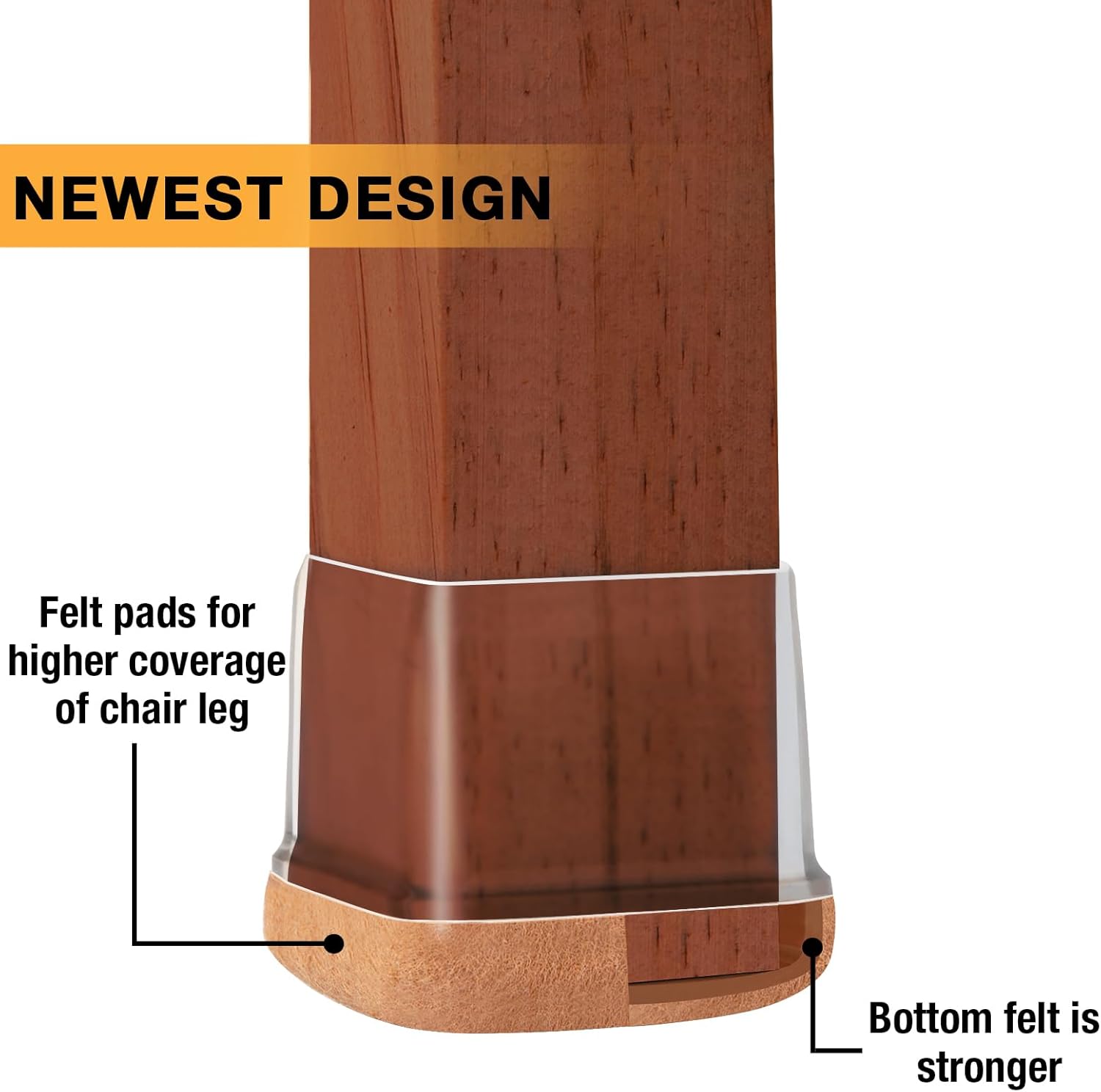 16 Pcs Rectangle Chair Leg Floor Protectors, Silicone Chair Leg Protectors for Hardwood Floors, High Elastic Chair Leg Cover for Chair Table Desk, Protect Wooden Floors from Scratching, Won't Tear