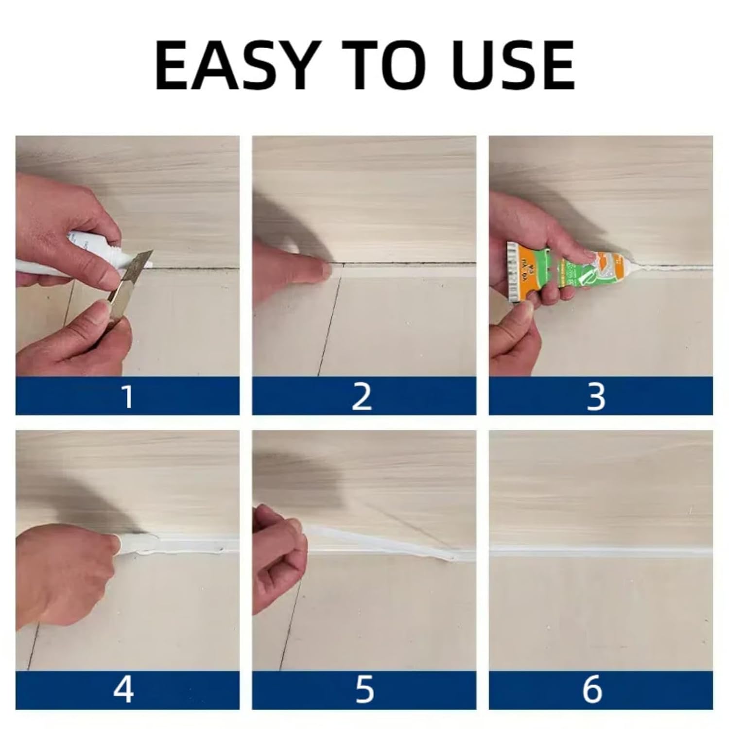 Waterproof White Grout Repair Kit, Grout Pen for Shower Tile, Grout Filler Repair, Squeeze Tube White Caulk, Waterproof & Moisture-Resistant, for Kitchen Bathroom (3)