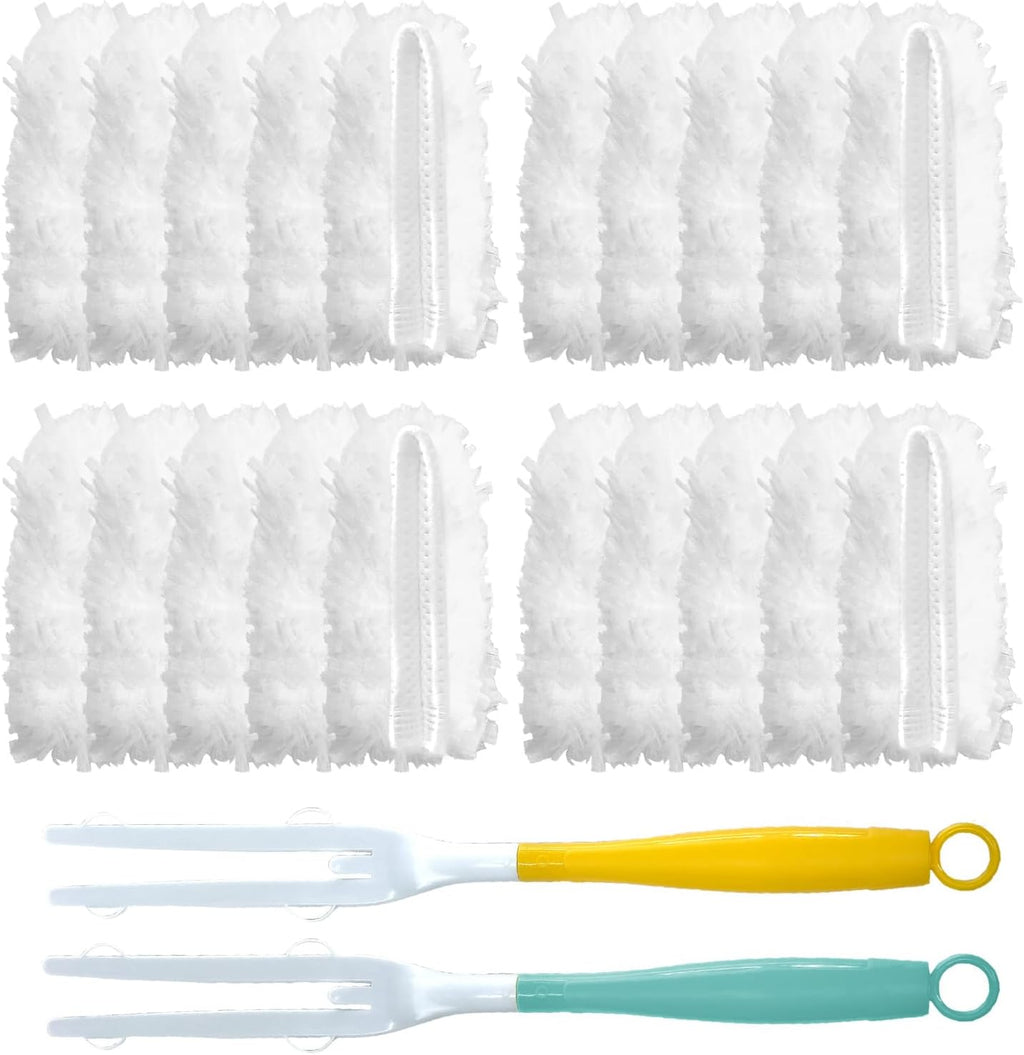 Car Interior Duster - Ultimate Cleaning Tool for Cars, House, and Office - Compact Mini Design for Effortless Dust Removal Stereo-Single Sided Design 2handle +20 Duster Refills.