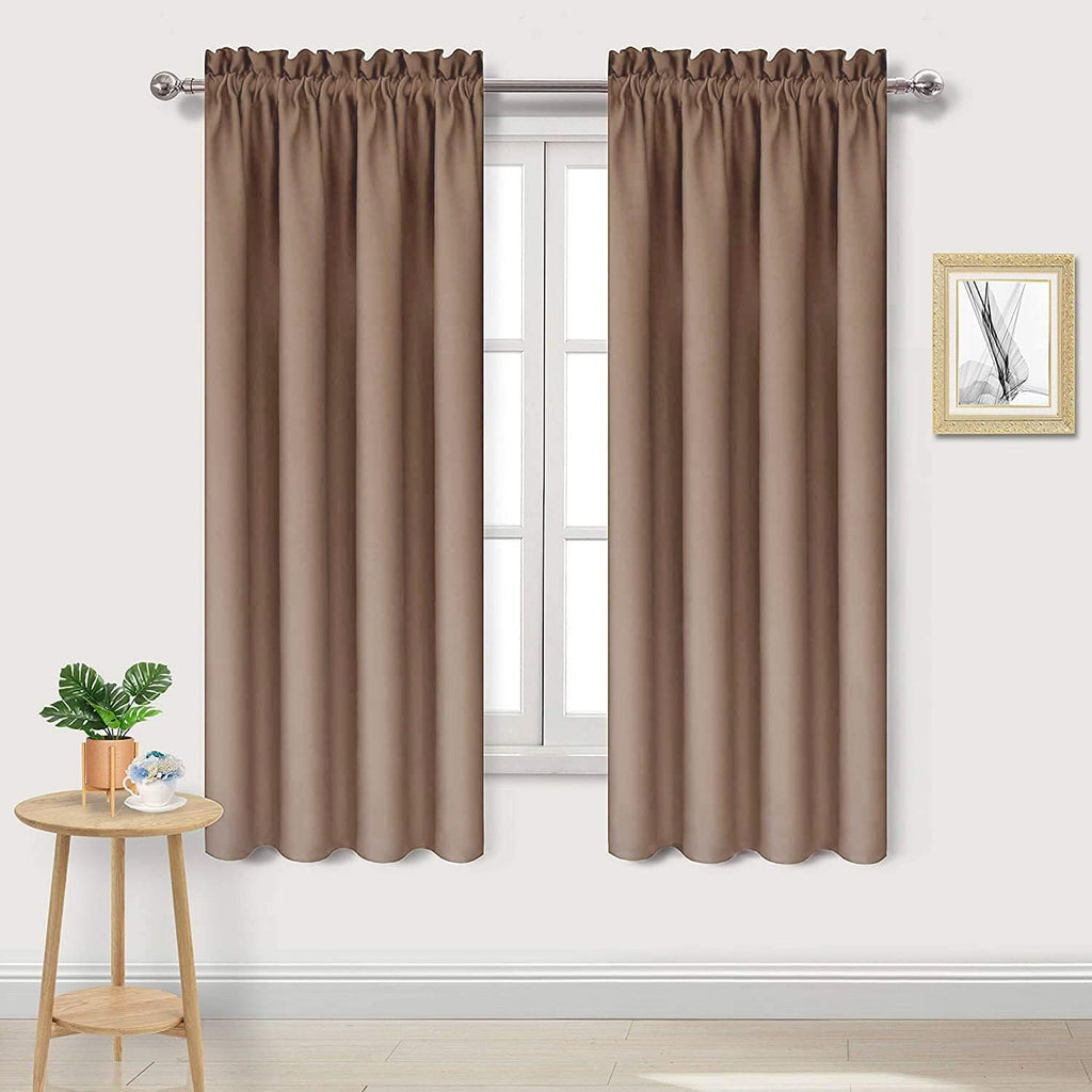 DWCN Blackout Curtains Room Darkening Thermal Insulated Bedroom Curtains Window Curtain Panels, 42 x 63 inches Long, Set of 2 Khaki Rod Pocket Drapes