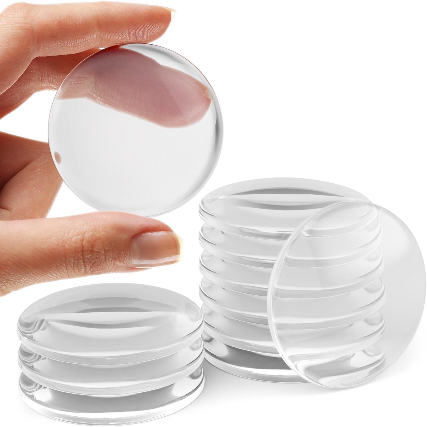 Strongest Home Wall & Door Handle Stopper 2" Set of 10 Pieces of Clear Rubber Door Knob, Round Wall Shield Cushion, Quiet Wall Protector for Door Handle, Guard Door Bumper Silencer Self - Adhesive