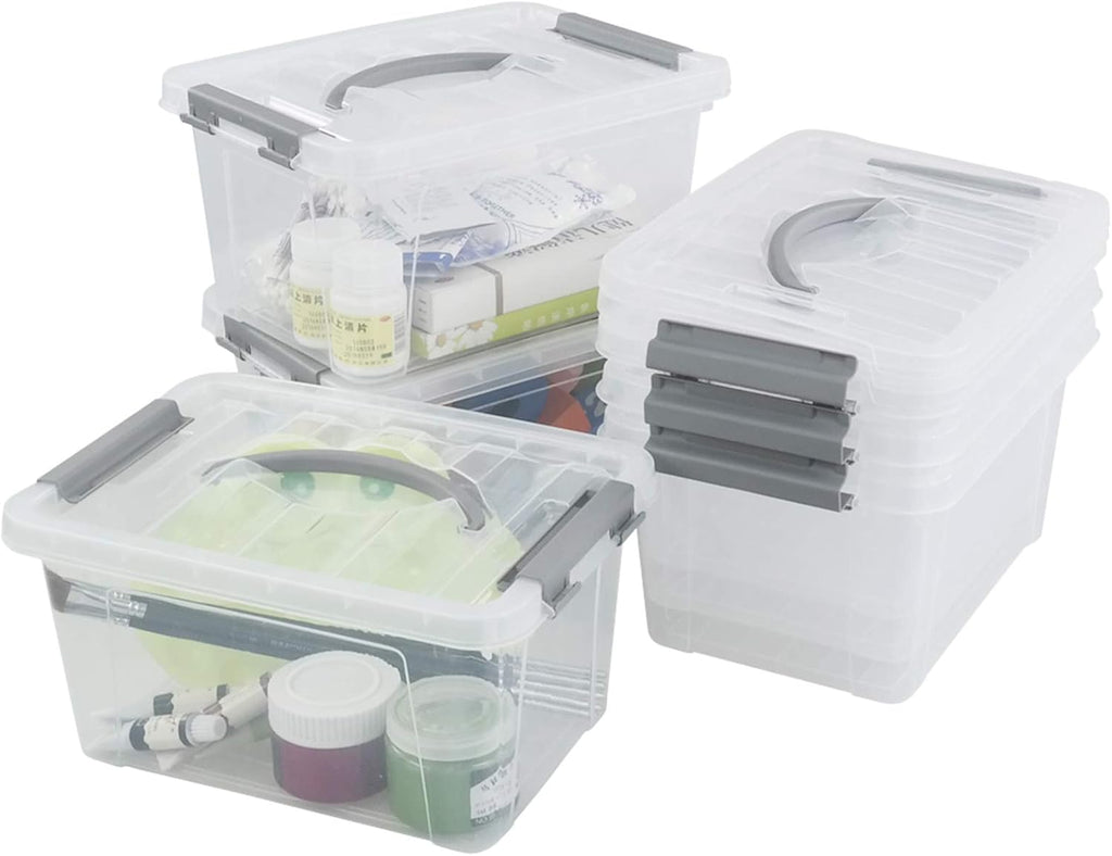 6-Pack 6 L Plastic Storage Containers Latch Storage Box with Lids