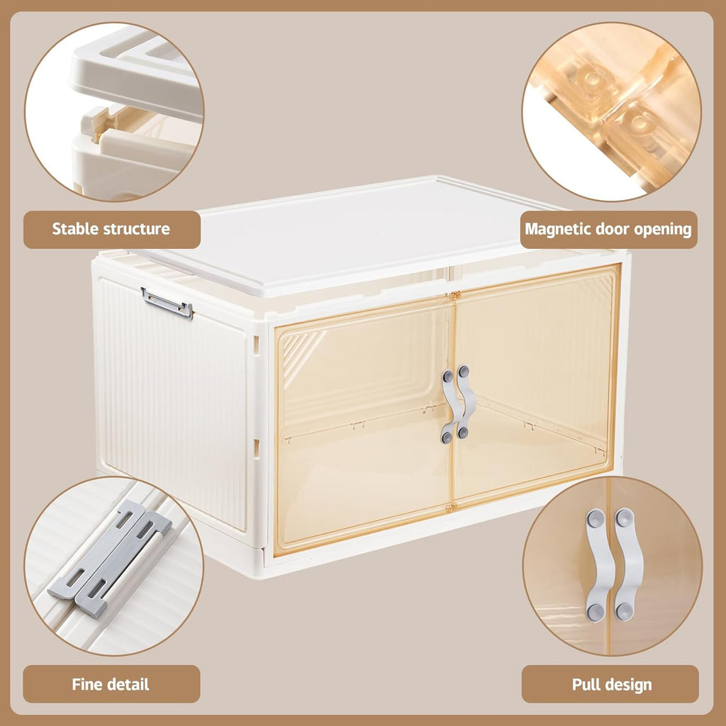 AHEONLAR 4 Pack Plastic Storage Bins with Drawers - 388QT Foldable Stackable Storage Bins with Lids - Closet Craft Organizers and Storage - Plastic Drawer Storage for Bedroom(97QT×4), 22.8 Gal