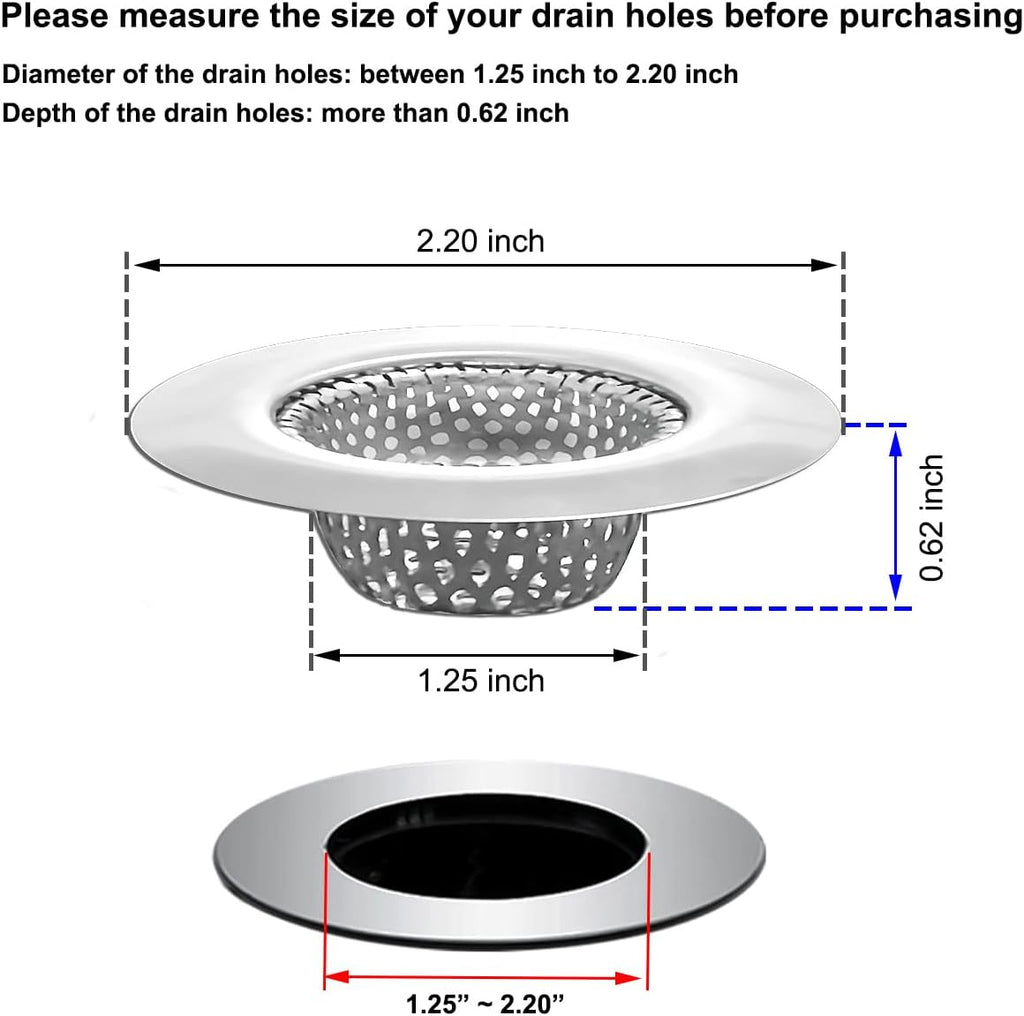 1.25" Small Drain Strainer, Sink Drain Hair Catcher, Bathroom Sink Strainer, 2PCS Drain Mesh Baskets for Laundry, Mop Pool, Utility, Slop, RV Sink, Stainless Steel Drain Filter