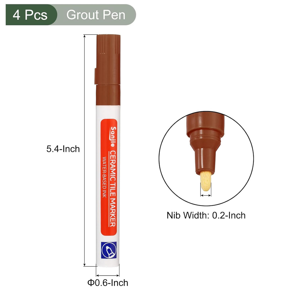YOKIVE 4 Pcs Grout Paint Pen, Waterproof Brown Paint Tile Marker, Restoring Grout Lines, Great for Balcony, Kitchen, Bathroom