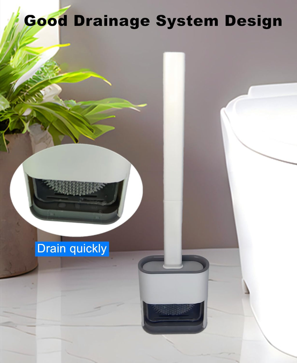 Toilet Brush with Holder Silicone Toilet Brush and Cleaning Brush for Household Bathroom Toliet Brush Set (Black,Black)