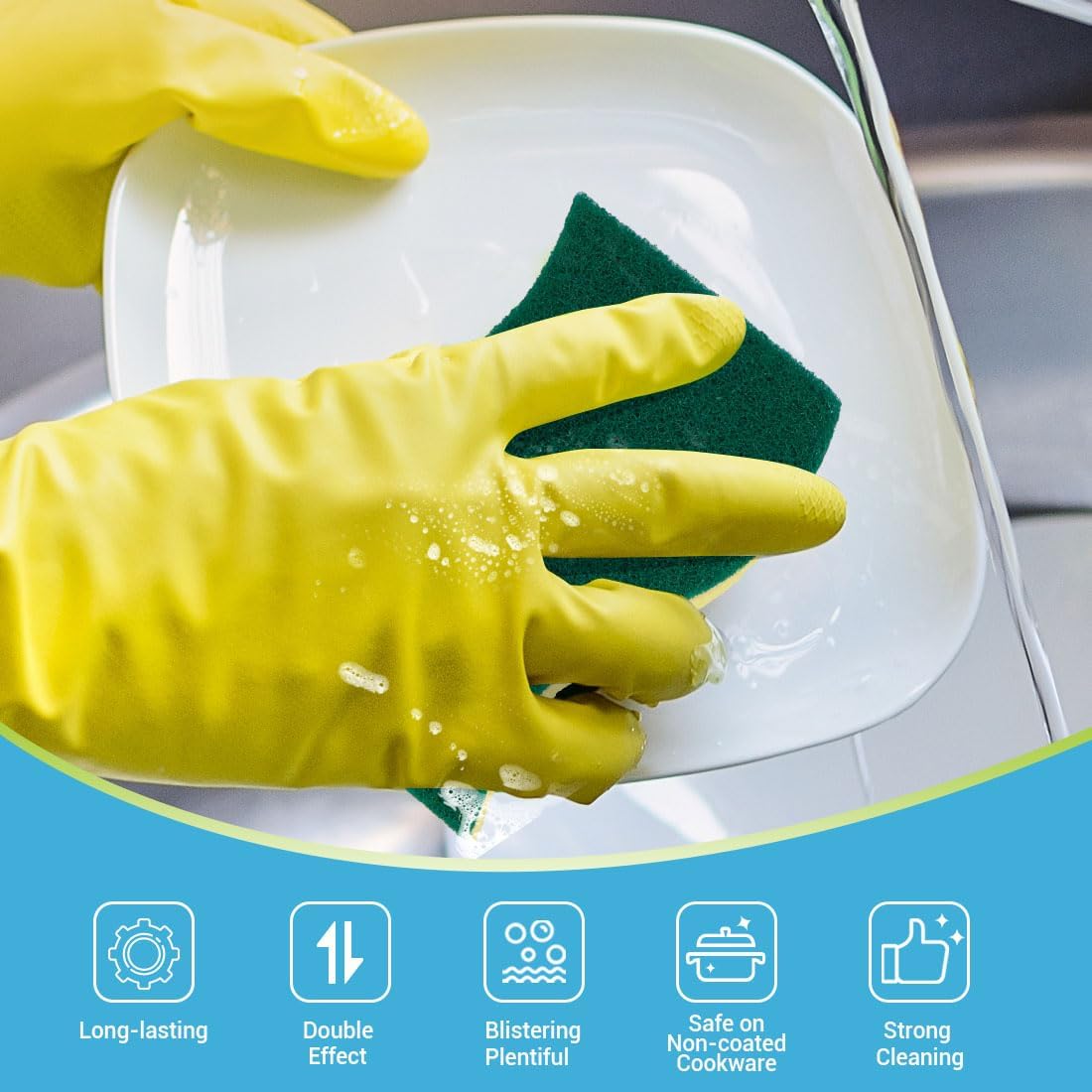 AIDEA Heavy-Duty Scrub Sponges, 6Count, Sponges for Non-Coated Cookware, Kitchen Sponge for Dishes, Scrubbing Power for Tough Messes, Cleaning Sponge for Kitchen, Bathroom, Household