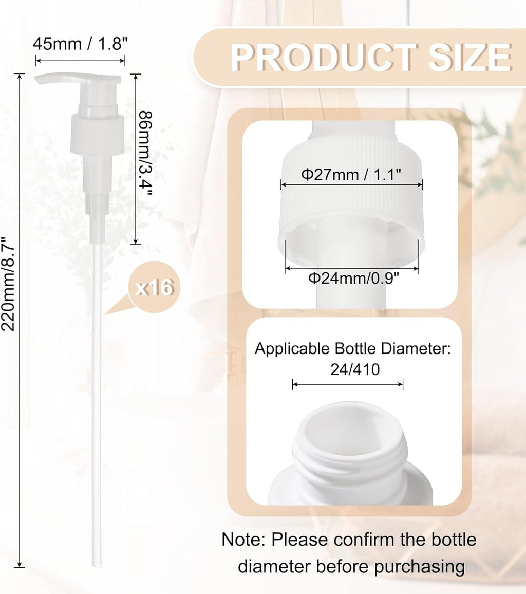 uxcell 16 Pcs Soap Dispenser Pump Heads Soap Dispensers Top Pumps Replacement Switch Pumphead for Standard 24/417 Neck Size Lotion Shampoo Bottle, White
