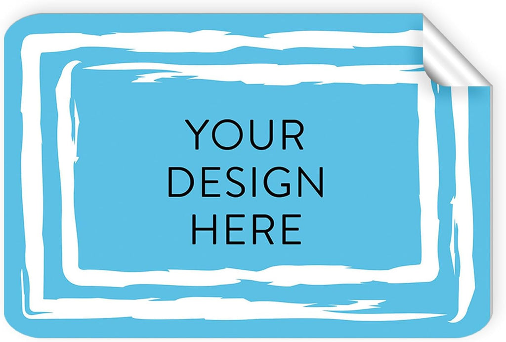 100 Custom Vinyl Stickers - Upload Your own Image, Text, Design, Logo - Personalized Logo Labels for Handmade, Packaging, Bottle, Jars, Candle, Brand Stickers (Blue Swirls, 4x2)