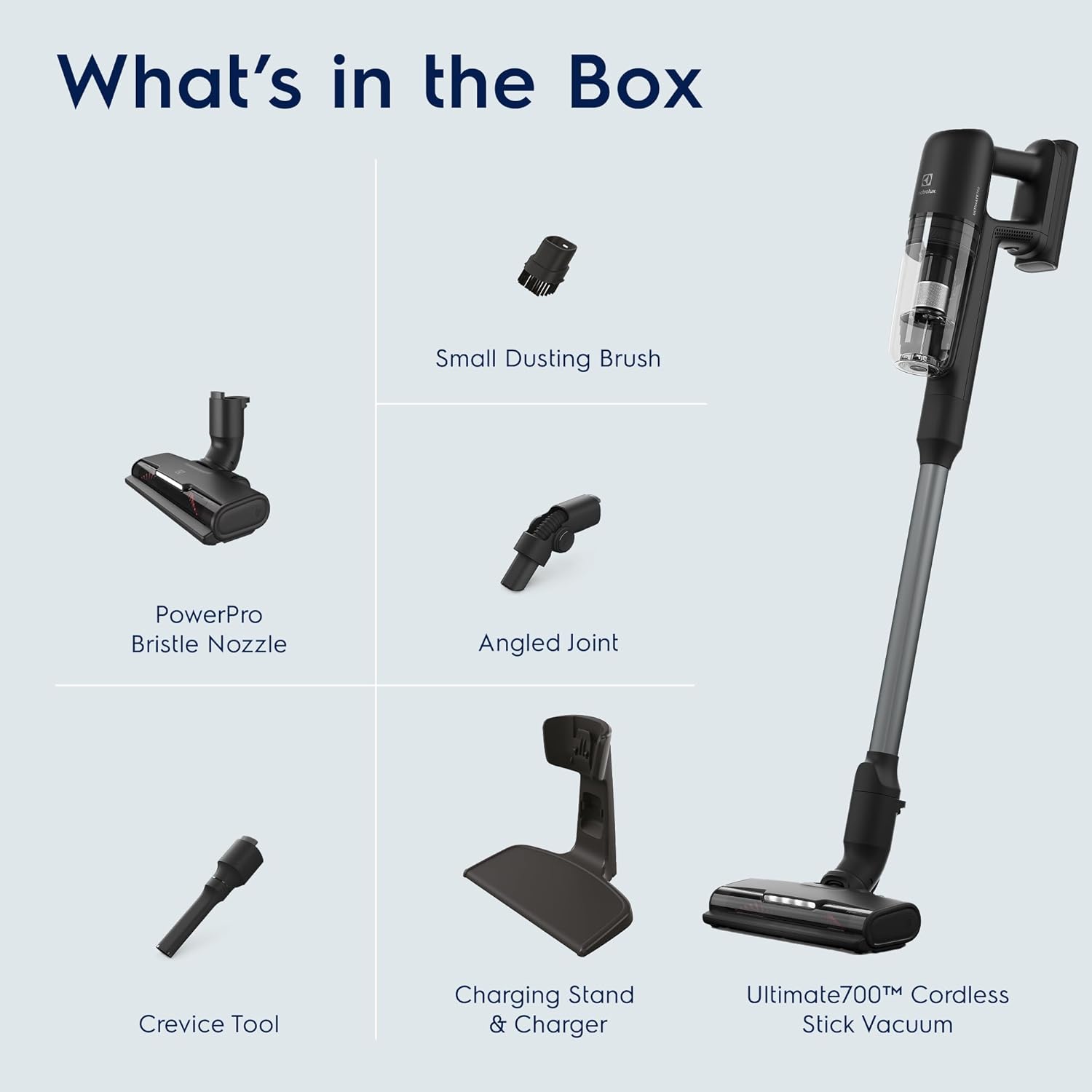 Electrolux Ultimate700 Cordless Stick Vacuum with PowerPro Bristle Nozzle and High Suction Power, 50-Minute Run Time, 4 Power Modes, Granite Gray