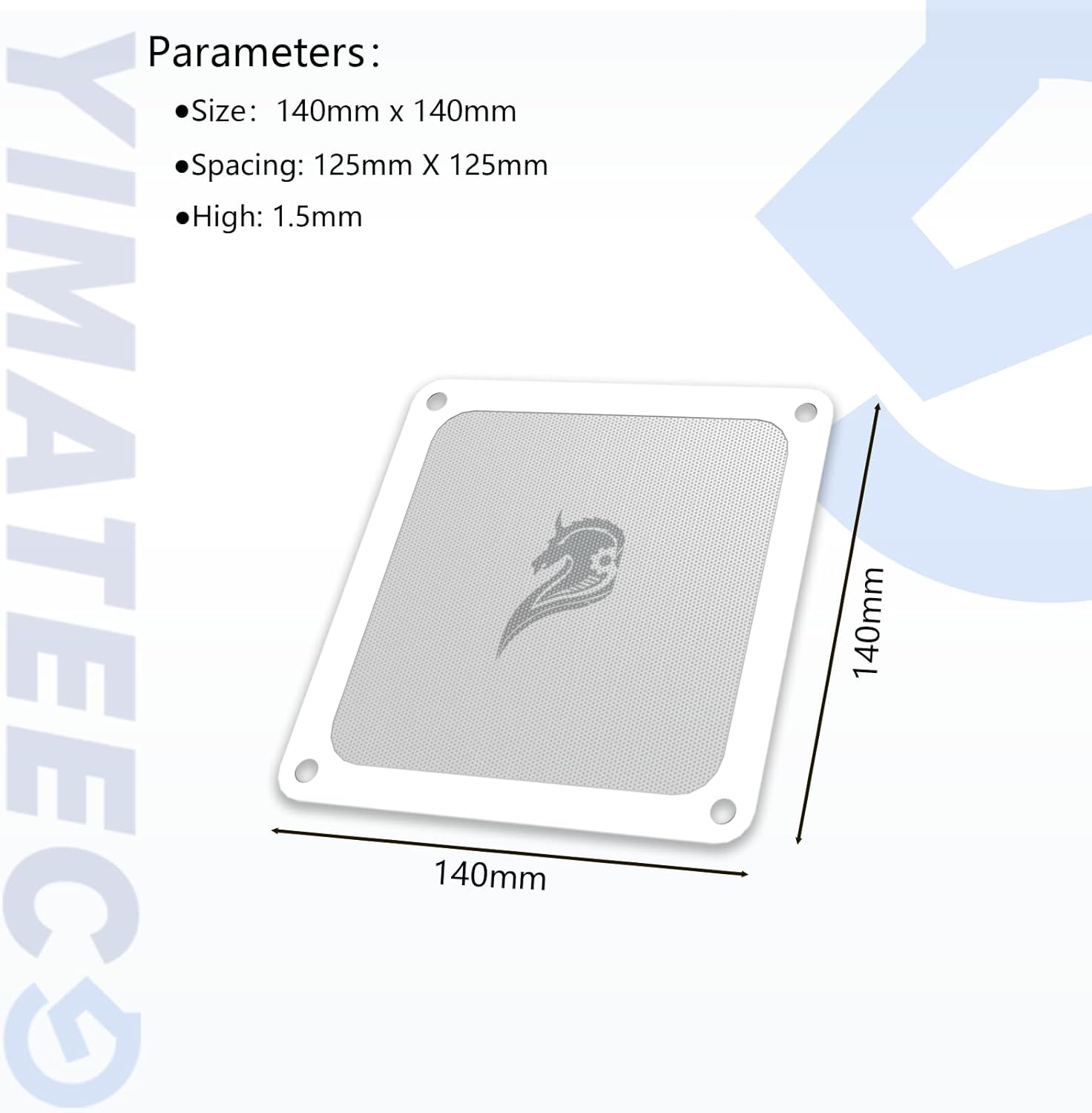 140mm Fan Filter PC Dust Filter Computer Fan Grills Dust Mesh Magnetic Frame PC Case Cover Dustproof PVC 50 Mesh(PVC, Gentleman Aesthetic, 140 * 140mm, 5pcs, White)