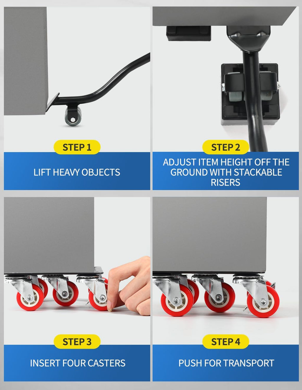 1200 lb Capacity - Heavy Duty Furniture Movers with Wheels and Moving Dolly, Includes Furniture Lifter Jacks Tool Set, Gliders, Sliders, 5 Rollers Casters Cart. Easily Move Furniture, Piano, Equipment