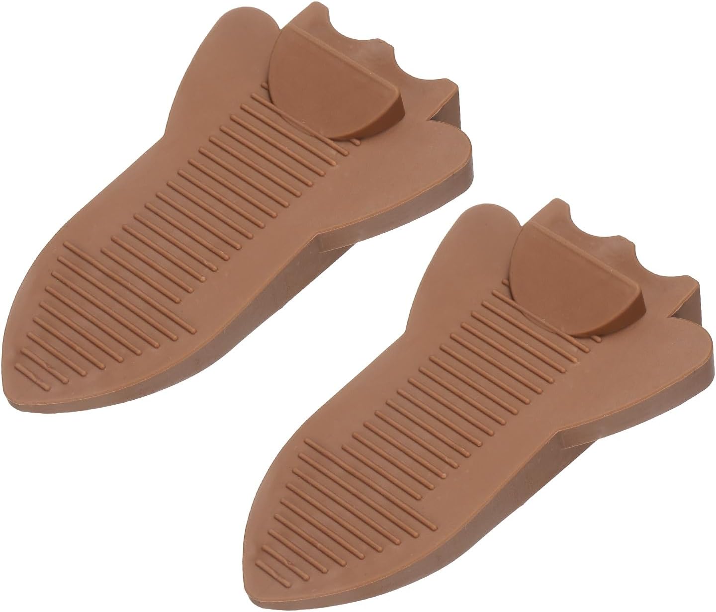 uxcell 2 Pcs Door Stoppers for Bottom of Door, Rubber Stackable Door Stopper Wedge Anti-Slip, 2.13 Inch, Coffee