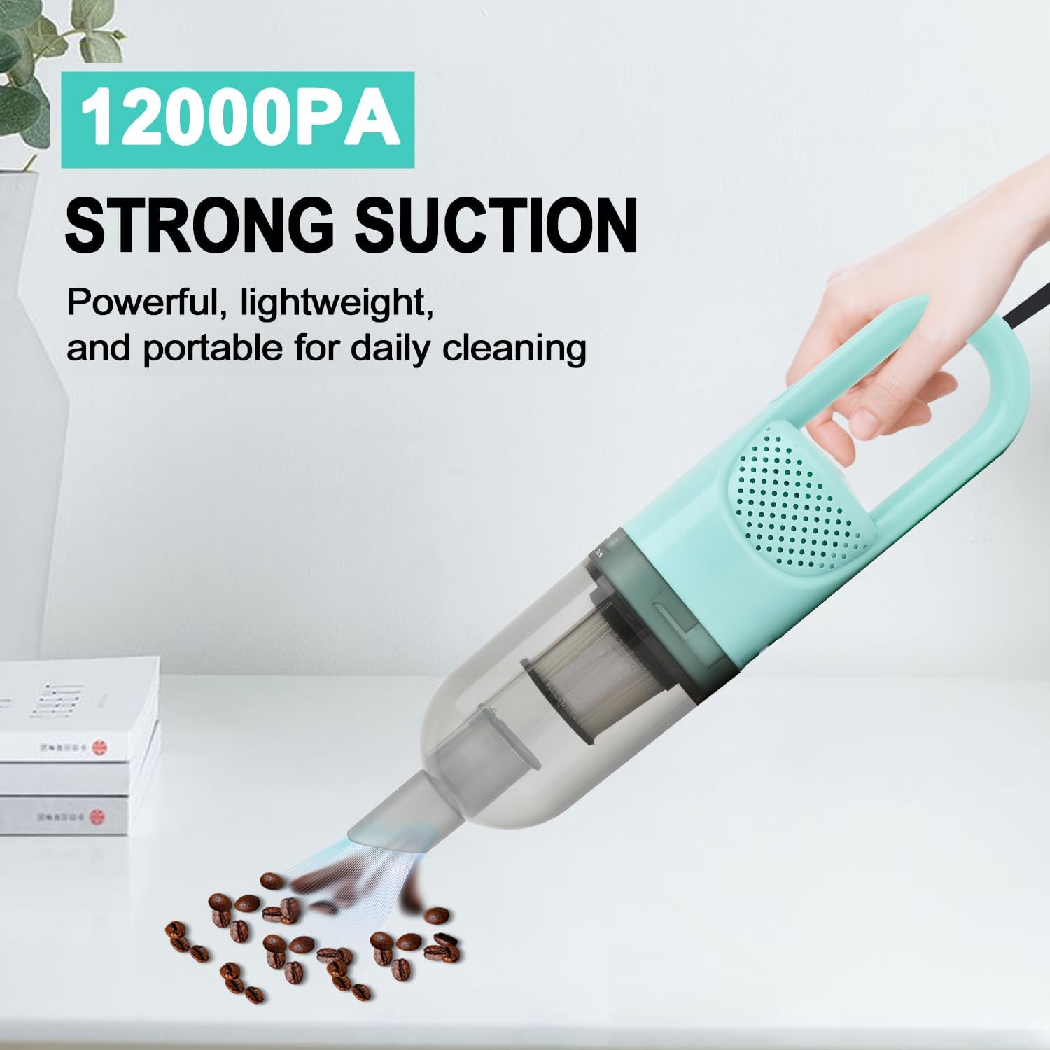 6-in-1 Lightweight Stick Vacuum Cleaner with 100W Powerful Motor, Mini Portable Household Handheld Vacuum Cleaner for Domestic Hard Floors, Carpets and Pet Hair(Green Corded)