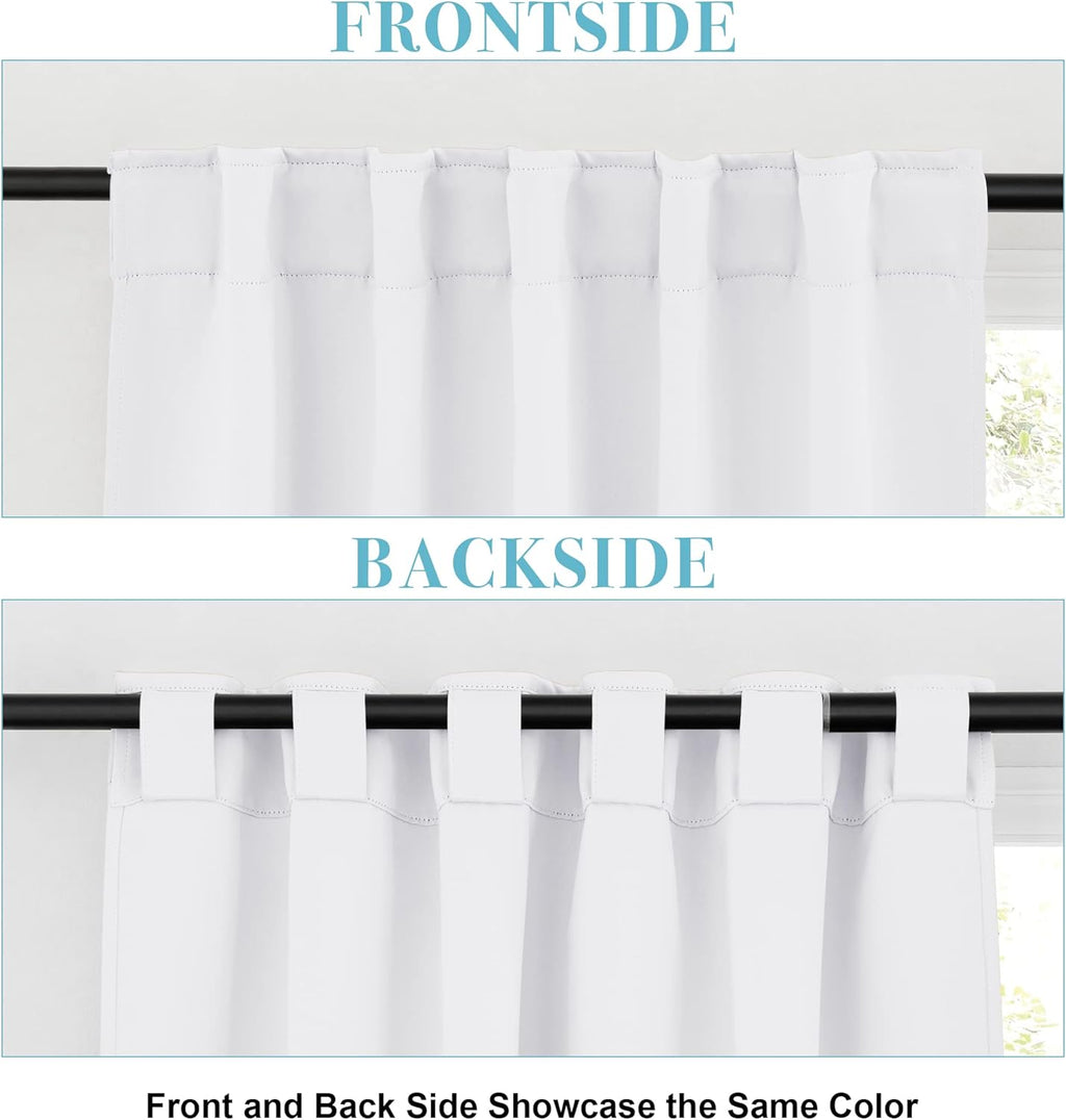 RYB HOME Half Blackout Curtains - Home Kitchen Door Window Treatment Drapes Back Tab Room Darkening Energy Saving for Kid's Room Hotel, 42 Wide x 54 Long, Pure White, 2 Pcs