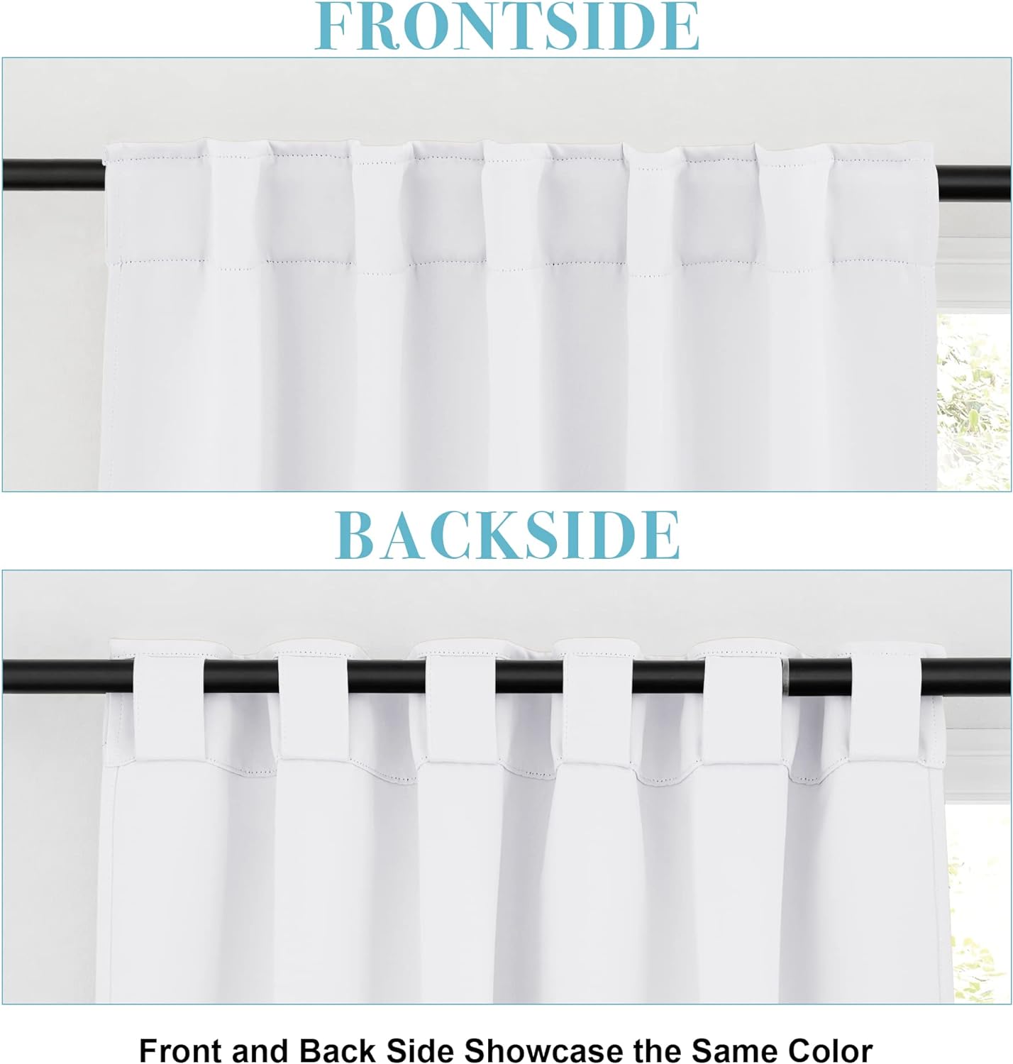 RYB HOME Blackout Curtains for Living Room, Back Tab & Rod Pocket Top Insulating Window Decor for Bedroom Dining Classroom Home Office, W 62 x L 63, Pure White, 2 Panels