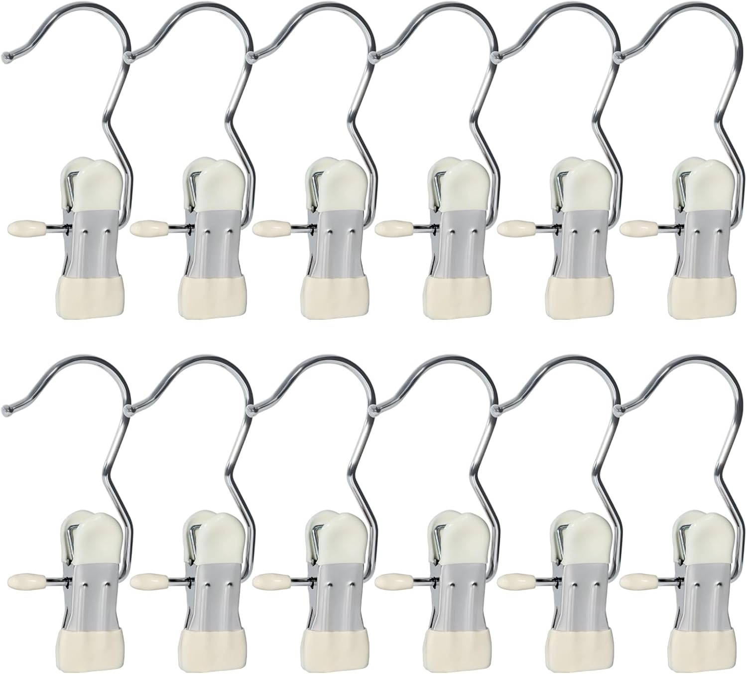 15/30Pcs Upgrade Double Head Clamp Dipped Clothespin for Laundry Hooks with Clips, Boot Holder, Hanging Clips, Portable Multifunctional Hangers Single Clip Space Saving for Jeans, Hats (30, White)