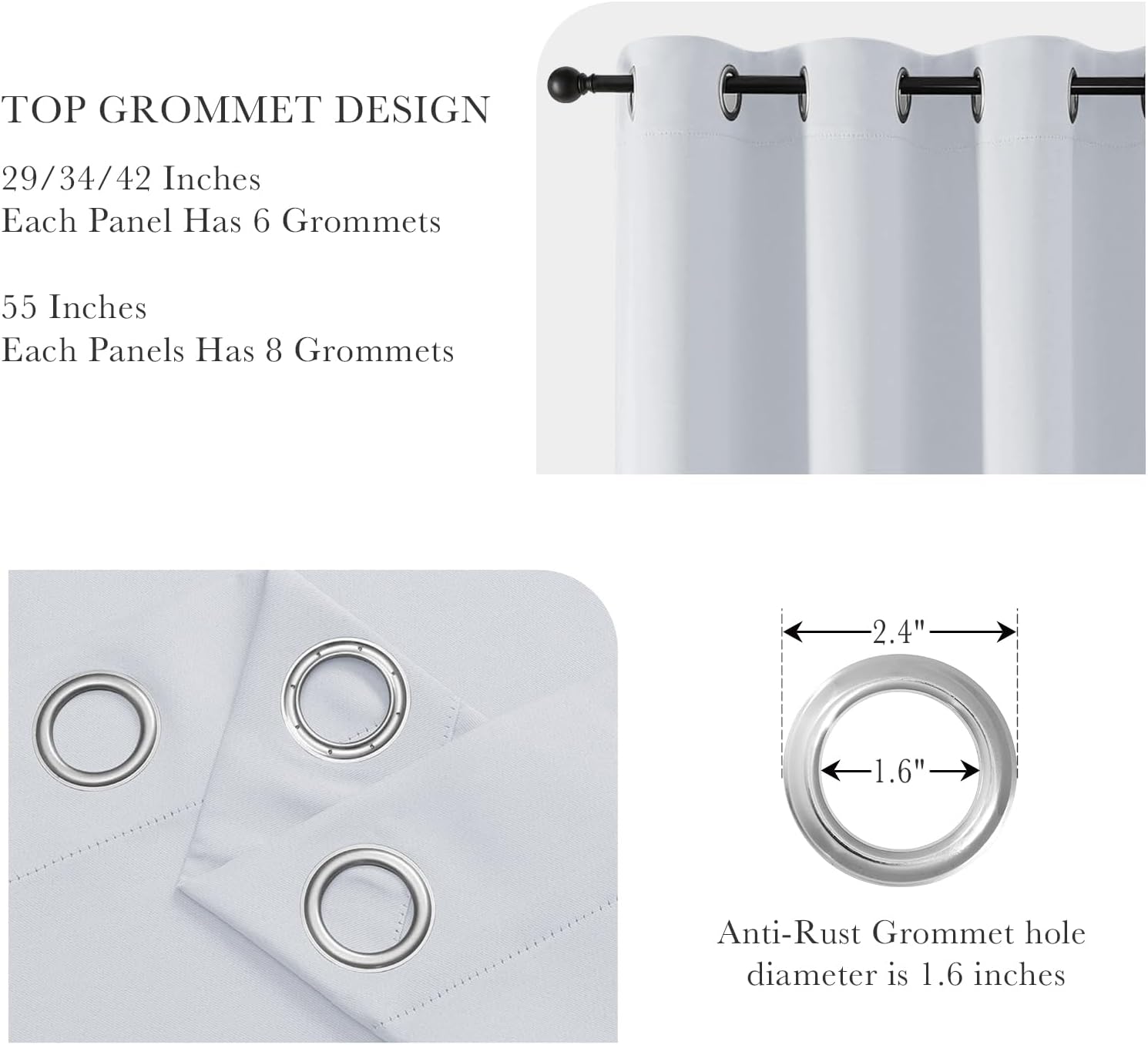 PONY DANCE Room Darkening White Curtains - Energy Efficient Small Window Curtains for Kids Nursery/Dining Room/Bathroom, W 34 x L 24 inch per Panel, Grayish White, Set of 2 Panels