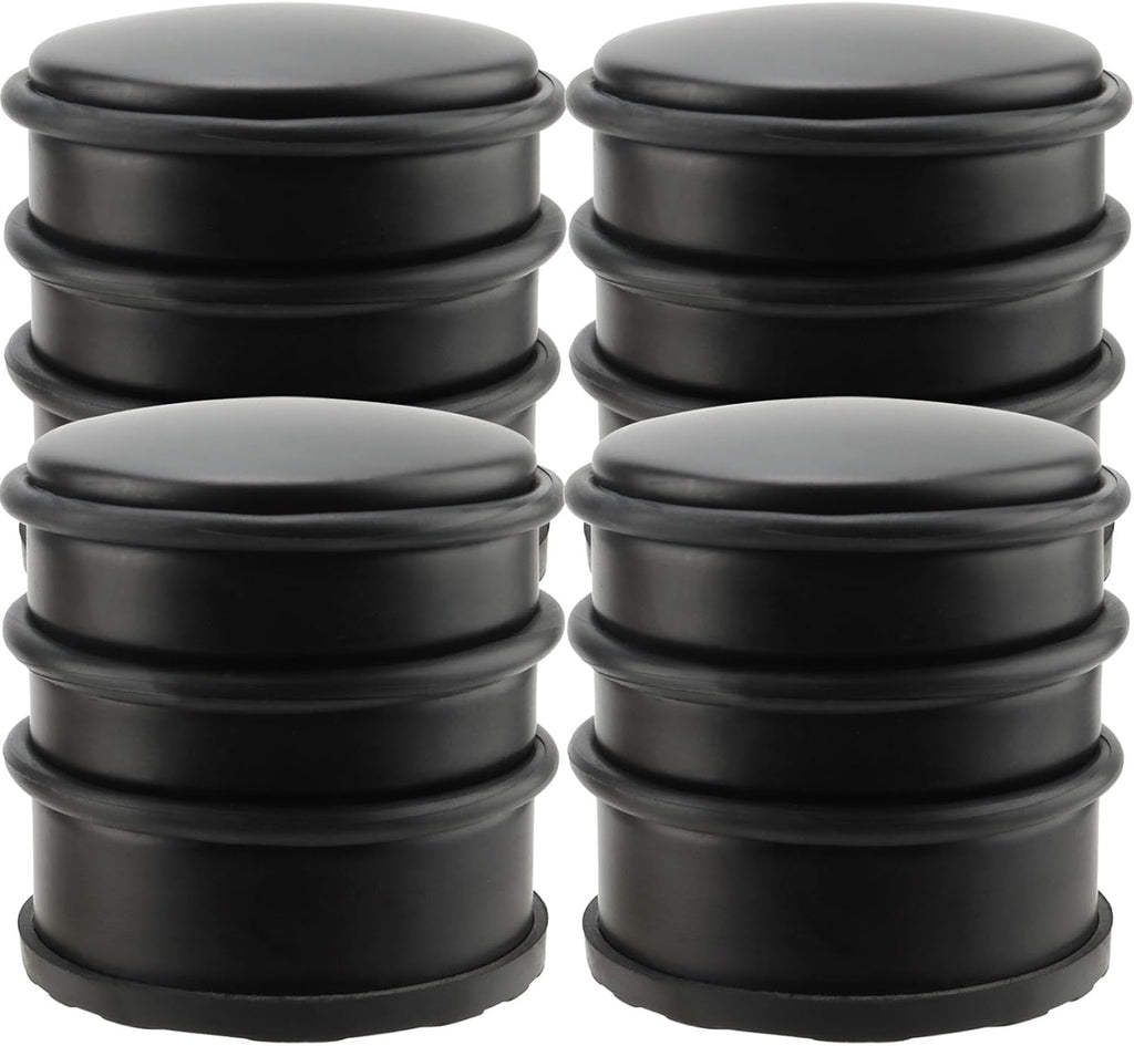 KINJOEK 4 PCS Heavy Duty No Drill Door Stopper, Stainless Steel Door Stop, Surrounded with Protective Rubber Bands Anti-Slip Door Wedge for Office, Home, Garage, Laundry Door, Black