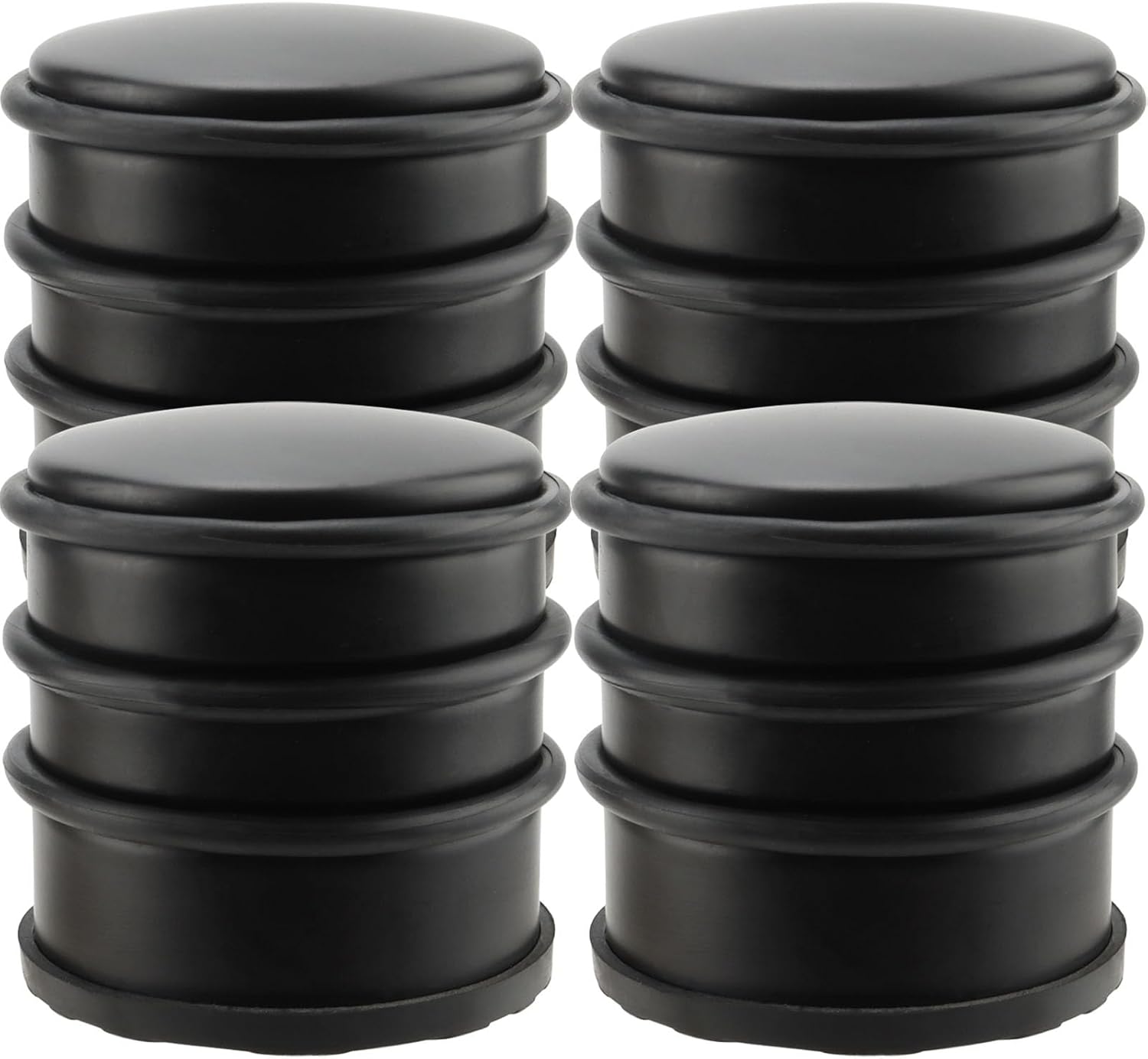 KINJOEK 4 PCS Heavy Duty No Drill Door Stopper, Stainless Steel Door Stop, Surrounded with Protective Rubber Bands Anti-Slip Door Wedge for Office, Home, Garage, Laundry Door, Black