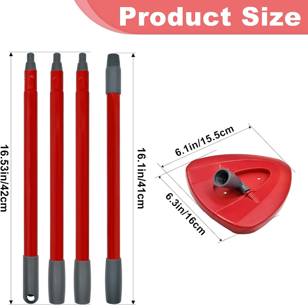 Mop Handle for Ocedar,Spin Mop Replacement Head Base Compatible with O Cedar,4-Section Spin Mop Handles and Base for EasyWring Spin Mop