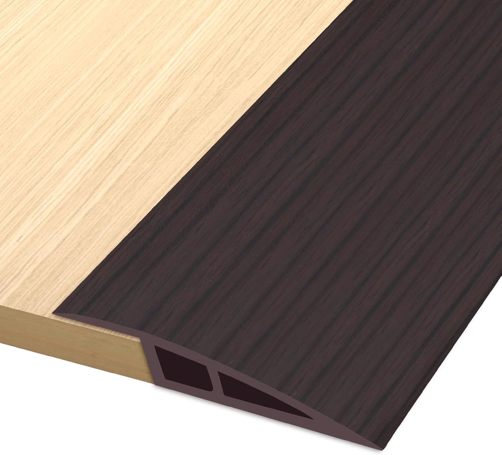 Vinyl Door Threshold Flooring Transition Strip Self Adhesive Carpet Edging Strip for Laminate Doorway Edge Threshold from 2/5" to 3/5" (Black Walnut Wood Grain, 3.3 Ft)