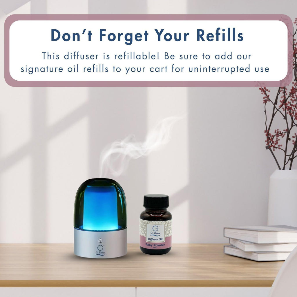 G's Breeze Baby Powder Diffuser Oil Refill - Soft & Soothing Fresh Baby Powder Scent - Ideal for Nurseries, Bedrooms, Living Rooms & More - Elevate Your Space with Comforting Aroma - 60 ML