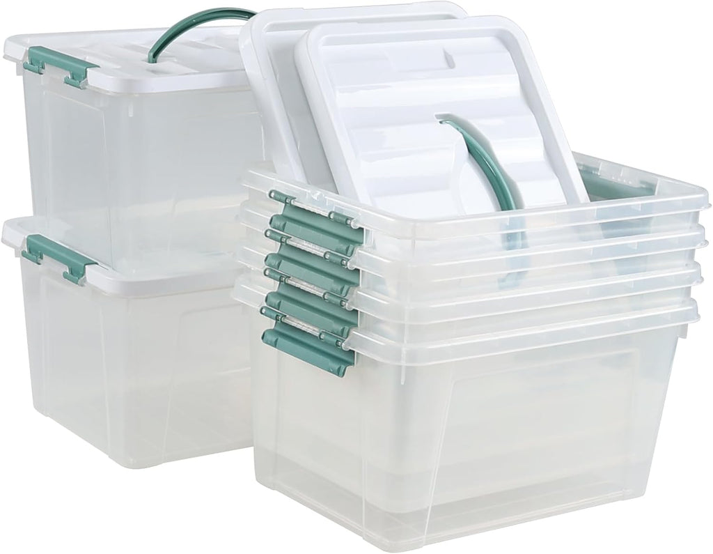 6-Pack Clear Latch Storage Box, 14 L Plastic Storage Bin