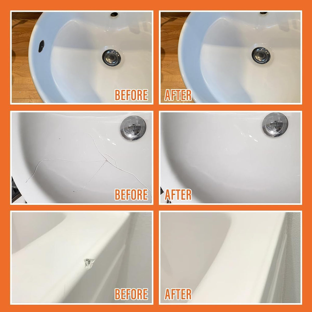 Porcelain Repair Kit White, Sink & Tub Repair Kit to Quickly Fix Tub Chips and Sink Cracks with High Bond Strength, Porcelain Sink Repair Kit for Tub, Tile, Sink and Toilet(Ivory White)