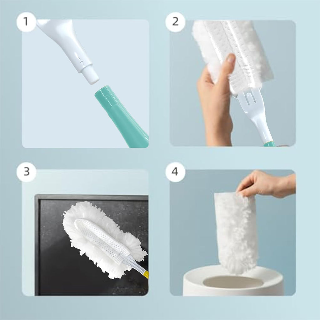 Car Interior Duster - Ultimate Cleaning Tool for Cars, House, and Office - Compact Mini Design for Effortless Dust Removal Stereo-Single Sided Design 2handle +20 Duster Refills.